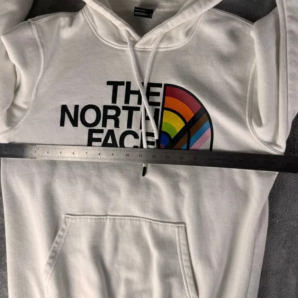 the north face mens pride rainbow logo white pullover hoodie sweatshirt